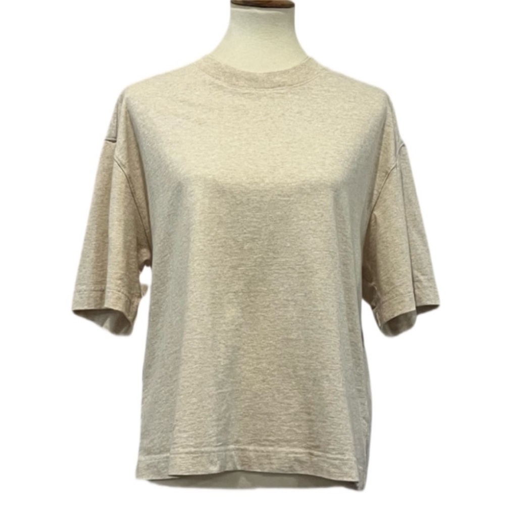 EVERLANE Organic Cotton Oversized Crew Neck T-Shirt Size XS Heathered Oatmeal K2